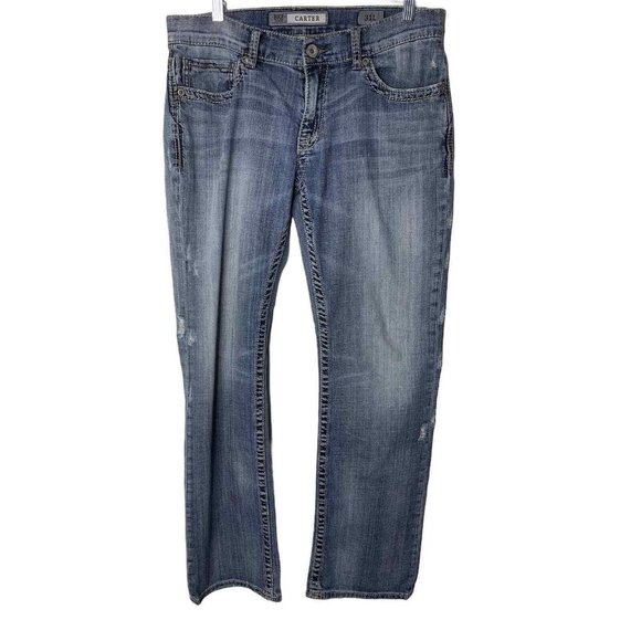 BKE Denim Distressed Long Bootleg Carter Jeans 31